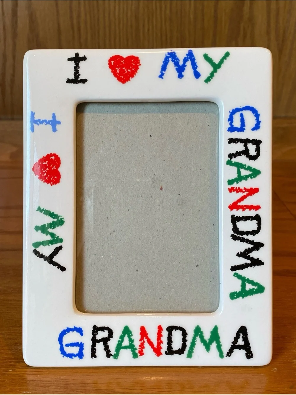Vtg I Love My Grandma Ceramic Picture Frame Colorful Lettering Holds 4x6 Photo